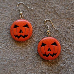 Earrings Jack-o-Lantern Pumpkin 1" Pierced Halloween Fashion Costume Jewelry